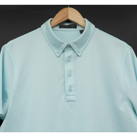 G/Fore Men's Short Sleeve Golf Polo Light Blue with White Dots Sz L - Picture 3 of 8